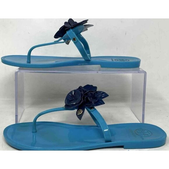 Tory Burch Blue Flower Jelly Sandals - Picture 3 of 4